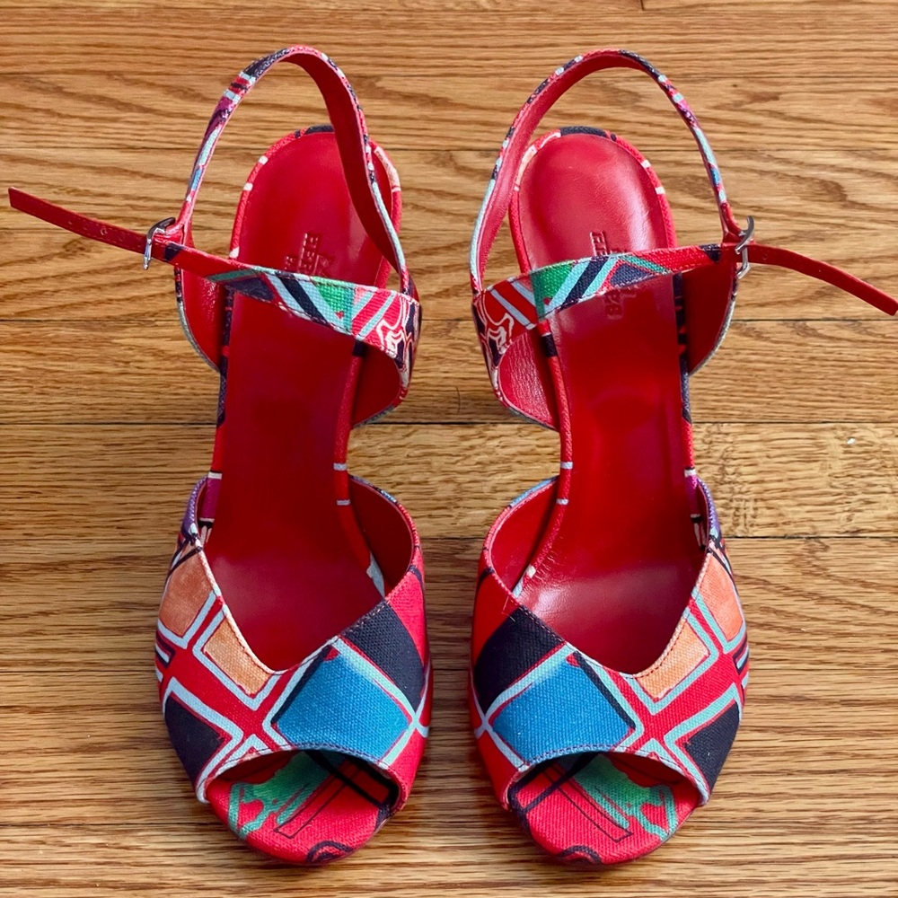 Hermes Red Sandals with Stiletto Heel and Ankle Strap
